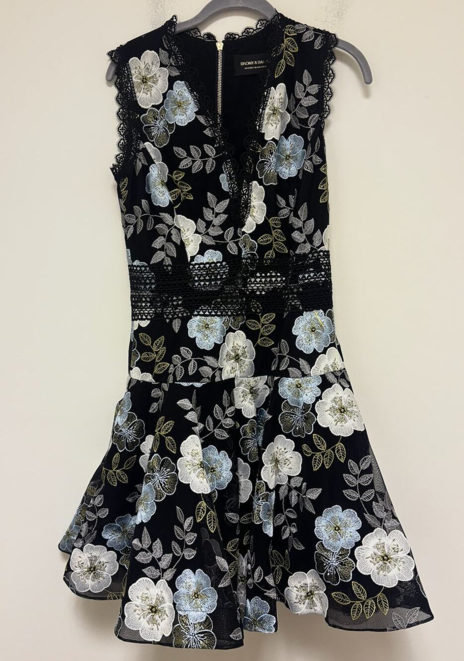 Bronx and Banco Black Floral Mini Dress Size Medium